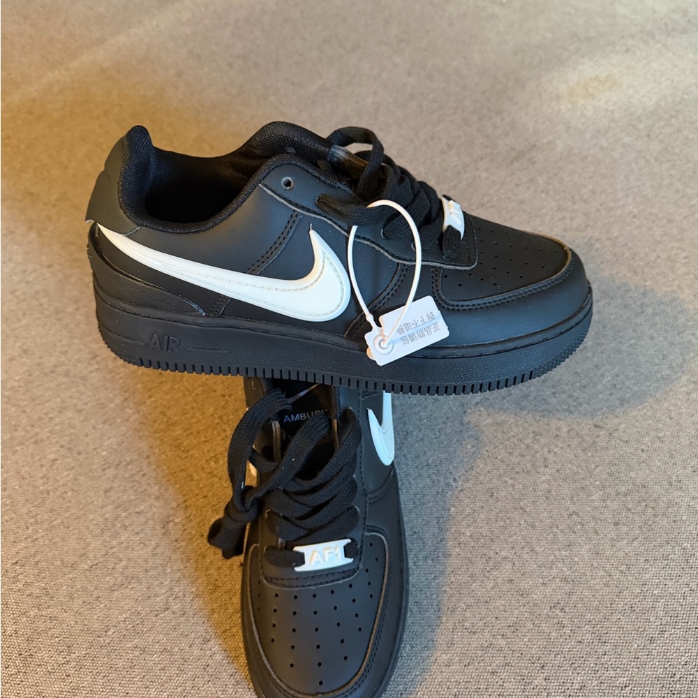 Nike Kids Black and White Air Force 1 Sneakers